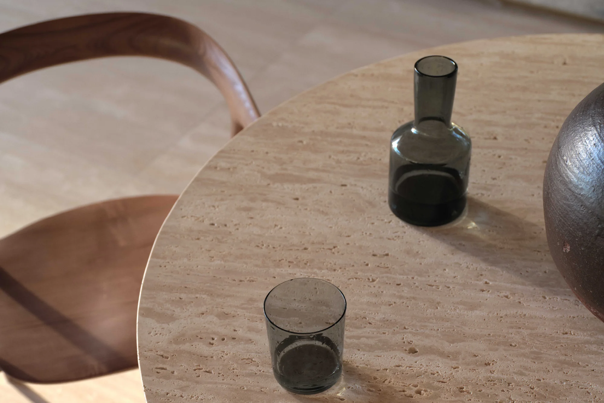 Travertine Kora Round Dining Table - Image 7
