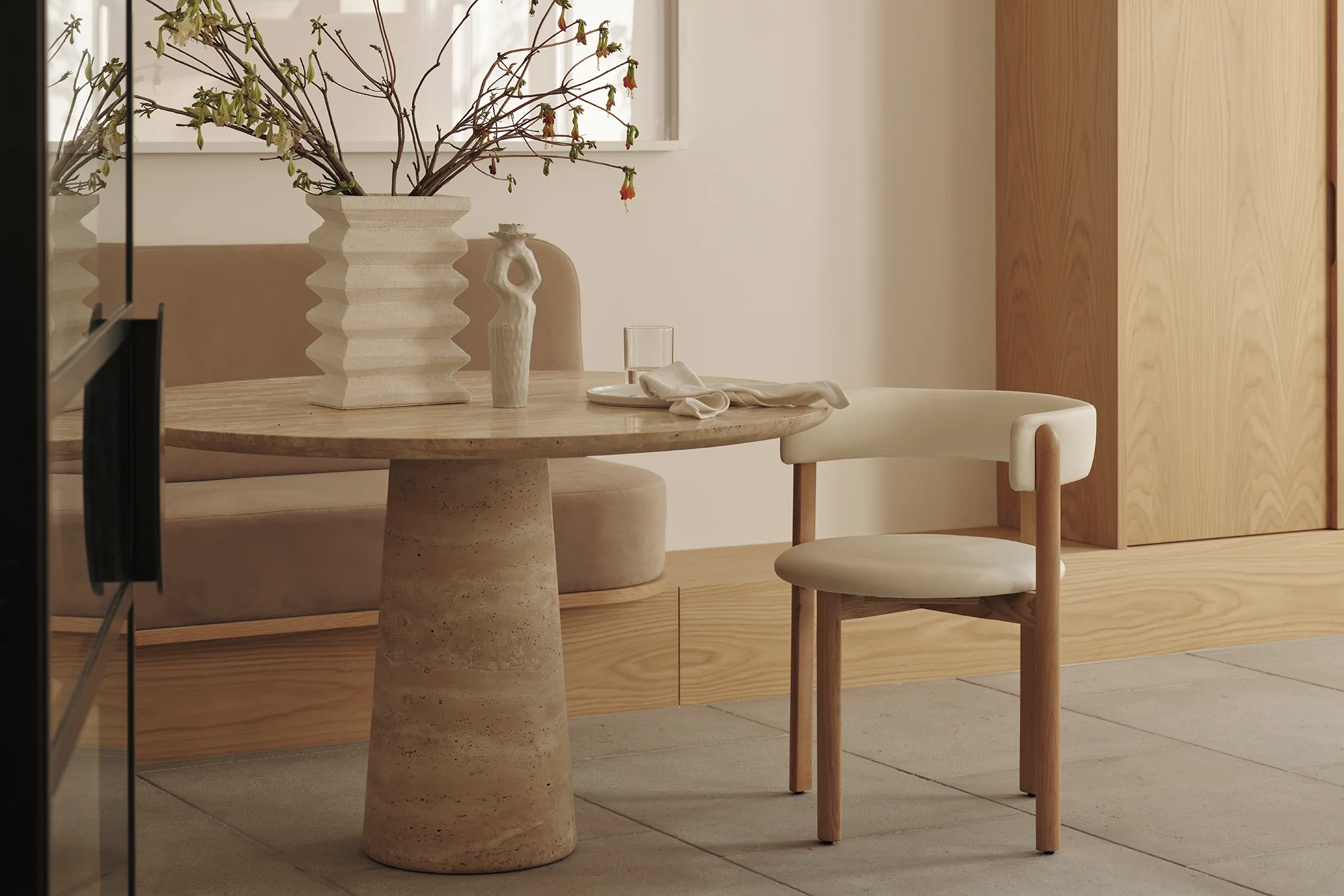 Travertine Kora Round Dining Table - Image 8